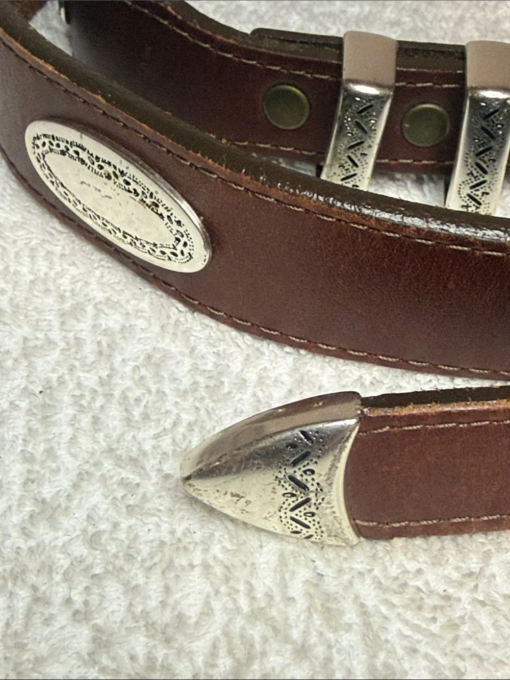 Brighton Burgundy Leather Belt with Silver-Tone Accents
